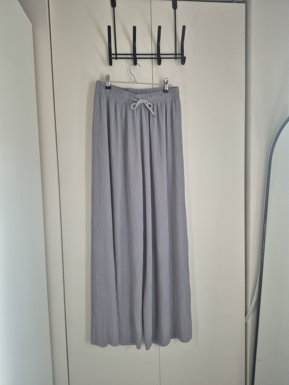 Wide Leg Pleated Pants in Light Gray